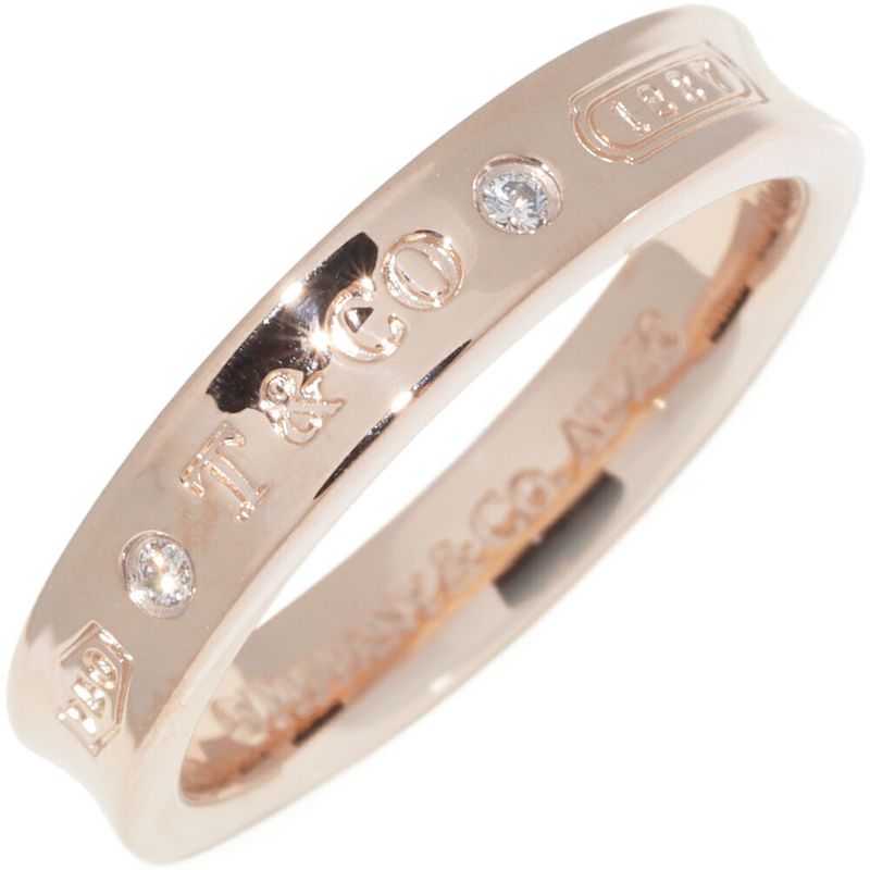 Tiffany & Co Ring 18K Pink Gold Diamond 2P 1837 Narrow Ring