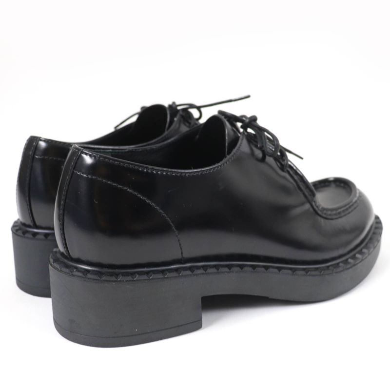 Prada 1e249n Lace-up Brushed Leather Shoes Black 36.5 With Box And Storage Bag