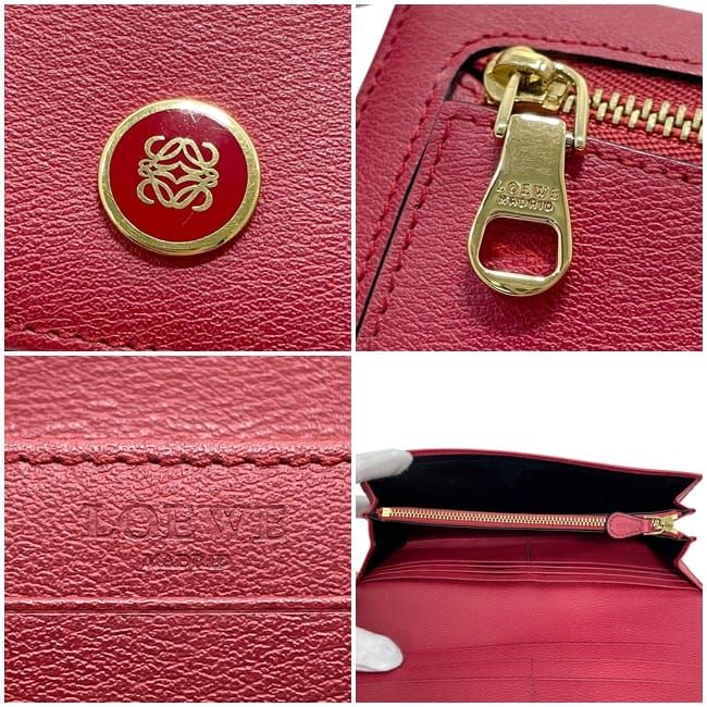 Loewe Foldable Long Wallet Continental Wallet Red Anagram Excellent Condition