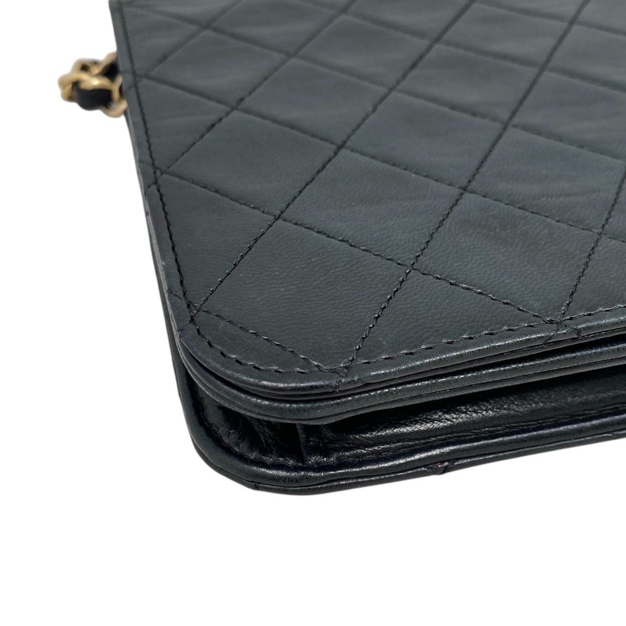 Chanel Shoulder Bag Matelasse Lambskin Coco Mark Chain Vintage Black Gold