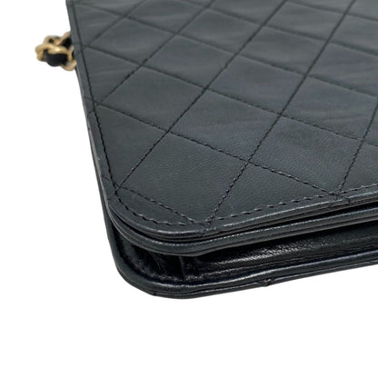 Chanel Shoulder Bag Matelasse Lambskin Coco Mark Chain Vintage Black Gold