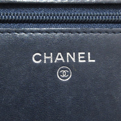 Chanel Wallet Matelasse /double Stitched Dark Navy And Pink Silver Hardware /