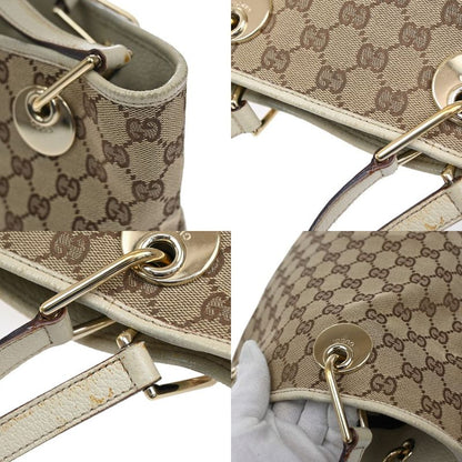 Gucci Shoulder Tote Bag GG Pattern Brown Canvas Leather 64ka689