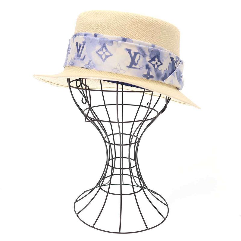Louis Vuitton Monogram Watercolor Chapeau Summertime Straw Hat M76762 Ivory 58