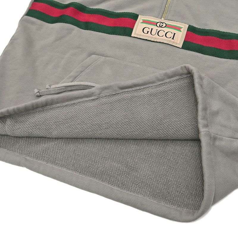 Gucci Half Zip Sweat Parka S Gray 644656 100% Cotton Long Sleeve