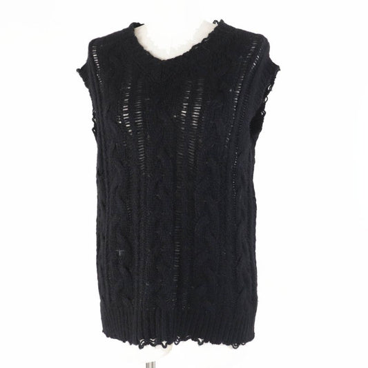 Christian DIOR 244t61am144 Alpaca Silk BEE Embroidery Cable Knit Sleeveless