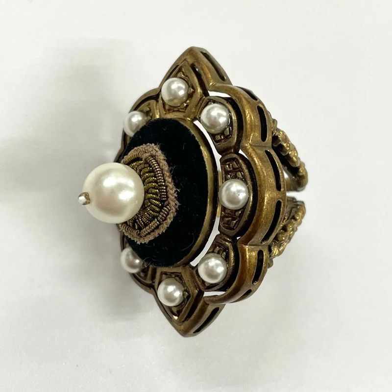 Gucci Michele Period GP × Faux Pearl Flower Ring 10 (actual Size 8) Rings