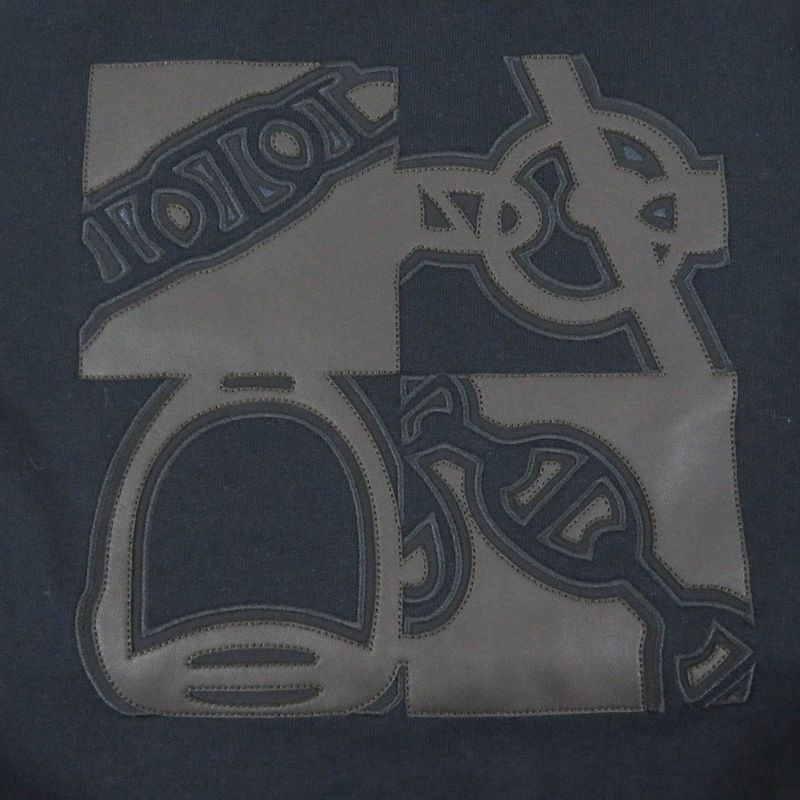 Hermes H467810ha01sm Metalerie Au Carré Lambleather Patch Round Neck Sweatshirt