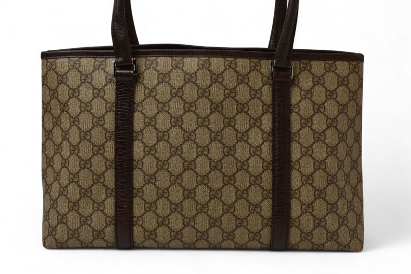 Gucci Tote Shopping Bag A4 Gucci GG Plus Leather GG Brown Beige 114595