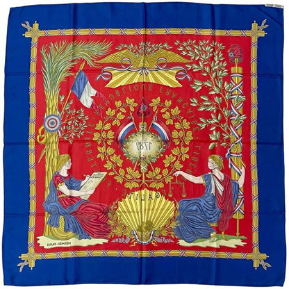 Hermes Scarf Carré 90 Red Blue Yellow Liberte