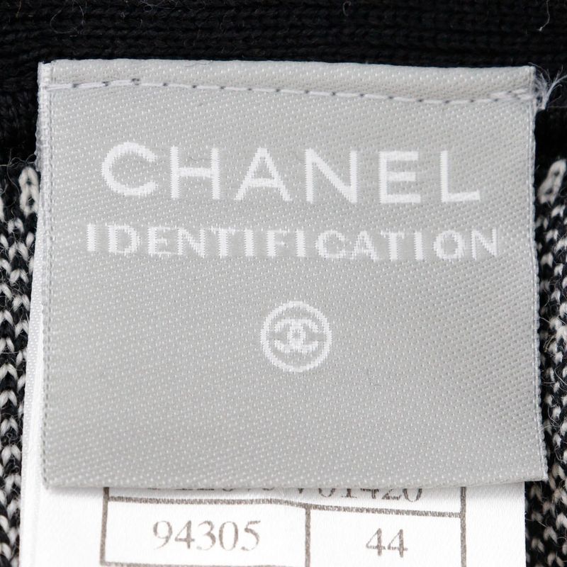 Chanel Sport Line Side Logo 03A P22075v01420 Wool Black Women's Cardigan