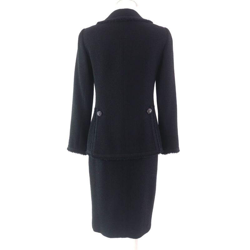CHANEL 10P P37602/p37736 Tweed Jacket + Skirt Setup With Coco Mark Buttons
