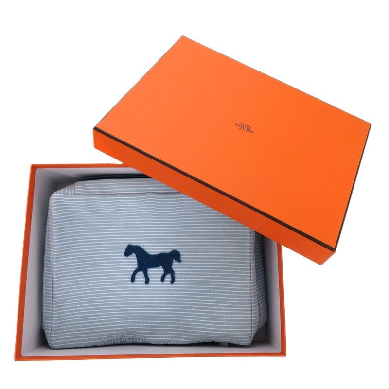 Hermes Cabriole Togo Bag MM Cotton White Blue Water 1009 Pouch Hermes