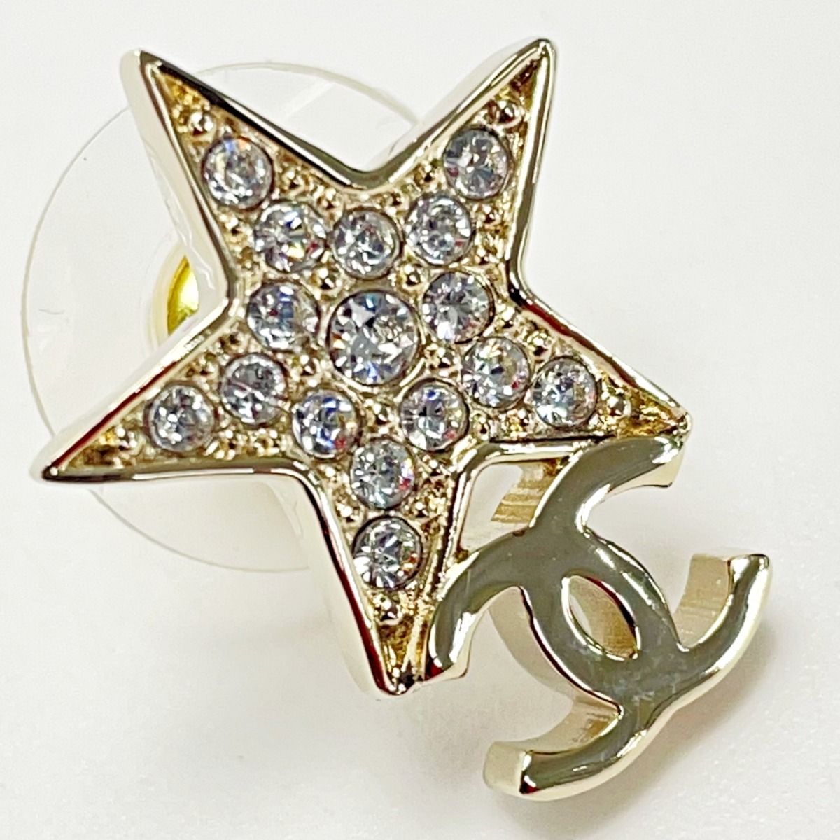 Chanel Earrings Gold Star Coco Mark GP Rhinestone Women's Accessories