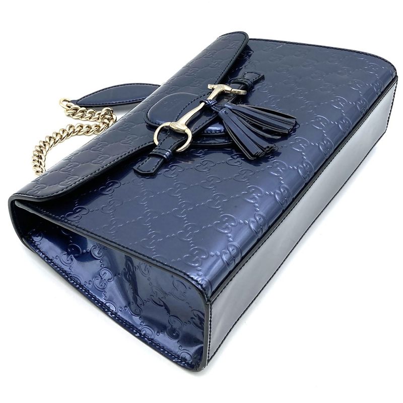 Gucci 295402 Handbag Shoulder Bag Navy/blue/gold Blue/gold Enamel Ladies