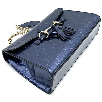 Gucci 295402 Handbag Shoulder Bag Navy/blue/gold Blue/gold Enamel Ladies