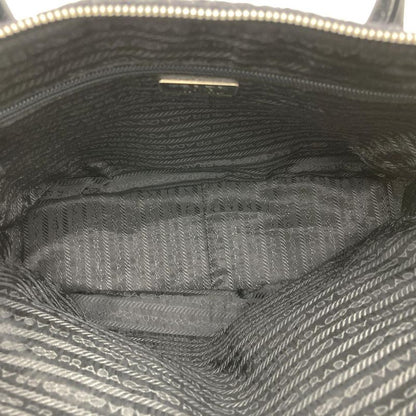Prada Handbag Shoulder Bag Black Wool Tweed Leather Women Fashion