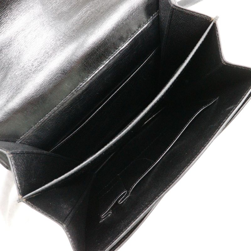 Hermes Chianti One Shoulder Vintage Box Calf Black/gold Hardware Women Shoulder