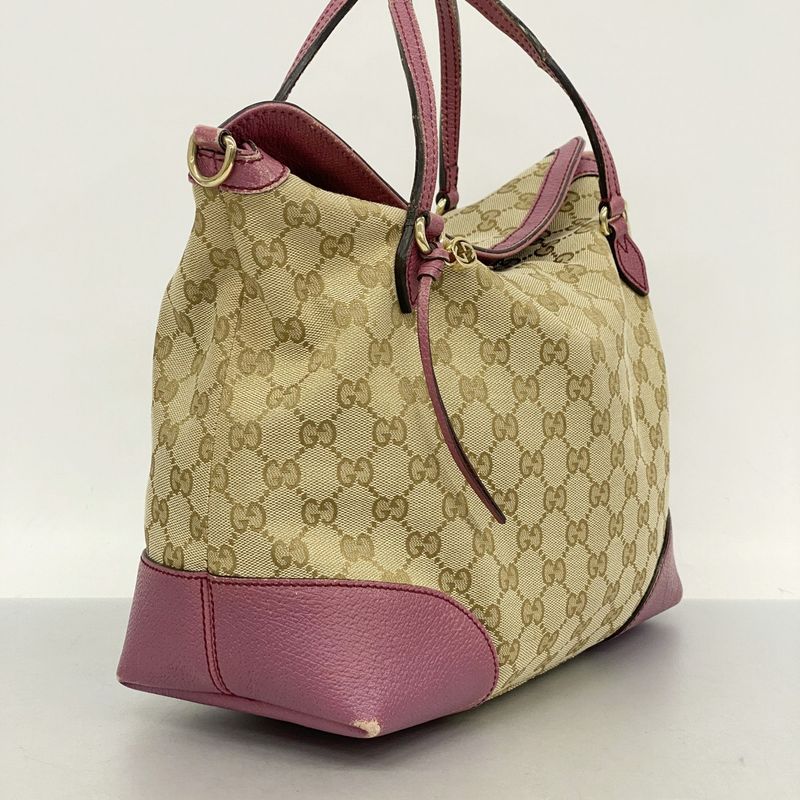Gucci Handbag GG Canvas 353120 Canvas Brown Pink Gold Hardware Women
