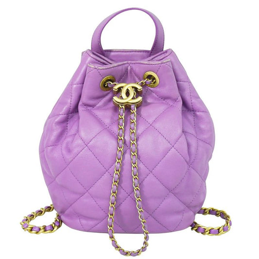 Authentic Chanel Coco Mark Matelasse Drawstring Chain Backpack Sac Backpack