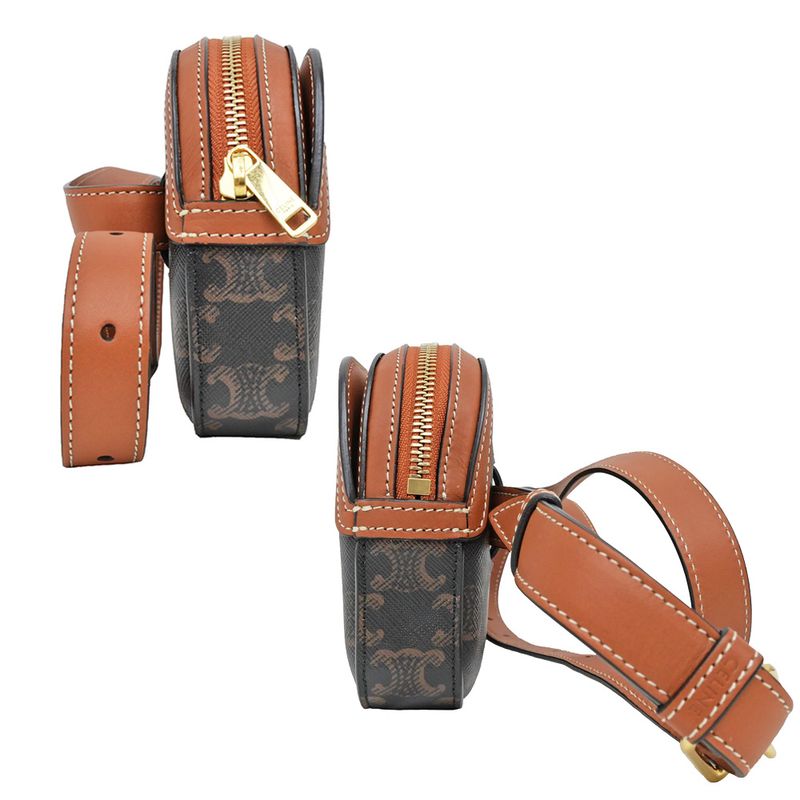 Celine Belt Bag Triomphe Body Brown Tan Canvas 19267 Women's Men's