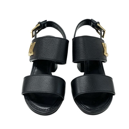 Louis Vuitton Horizon Line Sandals Shoes Leather Black Gold Lvhardware Strap