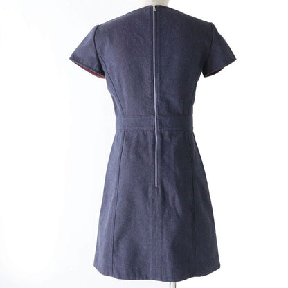 Hermes Charm Leather Knee-length Short-sleeved Cotton Dress Purple 34