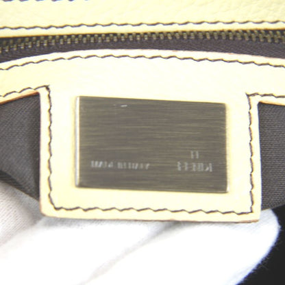 Fendi One Shoulder Bag Handbag Leather Yellow Gathered