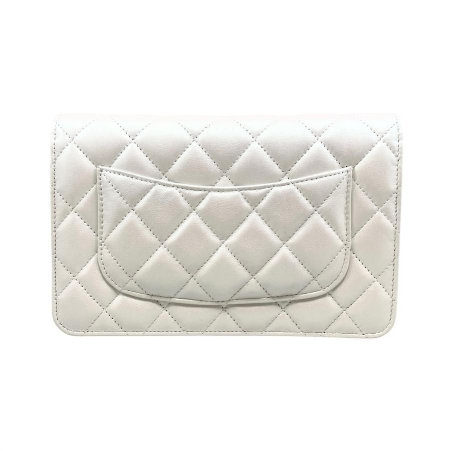 Chanel Shoulder Bag Ribbon Chain Wallet Matelasse Lambskin Coco Mark Pearly