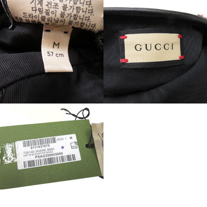 Gucci Tweed Check Beret With Ribbon GG Logo 729140 Wool Nylon Multicolor 1645