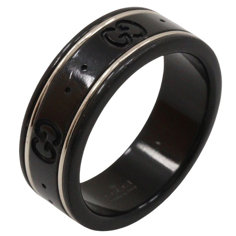 Gucci Icon Thin Band 18kwhite Gold × Corundum 14.5 Black Unisex 2.2g Ring