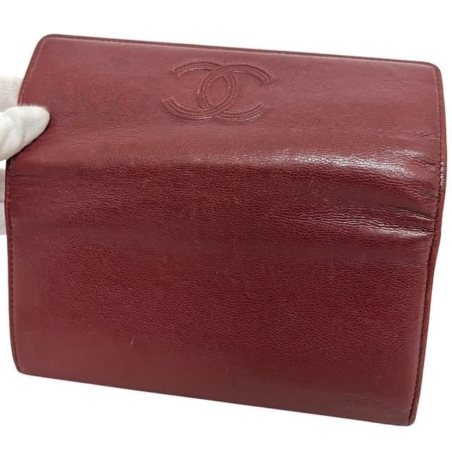 Chanel Bifold Long Wallet Bordeaux Burgundy Coco Mark A50070