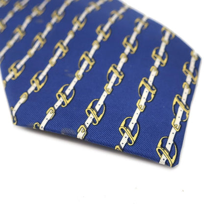 Hermes Necktie Harness 9cm (3.54in) Silk Navy and Multicolor Navy Blue Belt