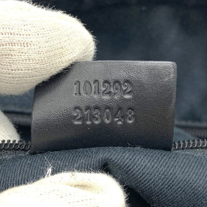 Gucci 101292 Shoulder Bag Handbag Black GG Canvas Leather Fashion Women