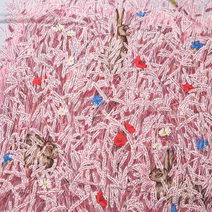 Hermes Lapins DANS UN Champ DE Scarf Carré 90 Flowers Rabbit All Silk Shawl