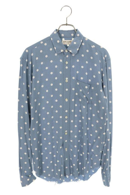 Saint Laurent Paris 411620 Y324p Polka Dot Cut Off Long Sleeve Shirt Men's 37