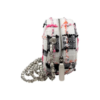 Chanel Shoulder Bag Round Mini Classic Chain Ap0245 Matelasse Tweed Coco Mark