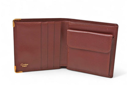 Cartier Unused Fold Wallet Vintage Cartier Men's Must De Cartier Bordeaux