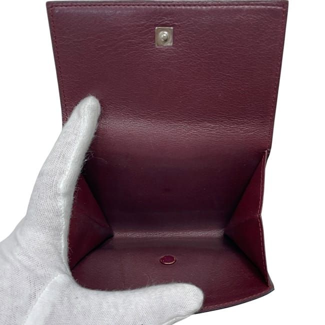 Cartier Trifold Wallet Black Cabochon Double Hook Leather Preowned