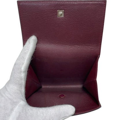 Cartier Trifold Wallet Black Cabochon Double Hook Leather Preowned