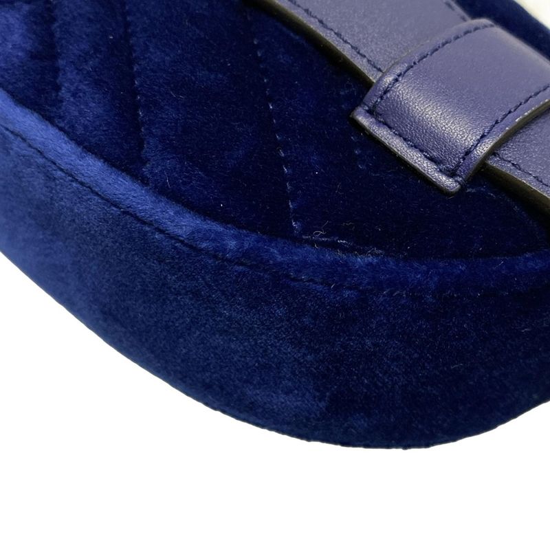 Gucci GG Marmont Waist Pouch 476434 Blue Leather