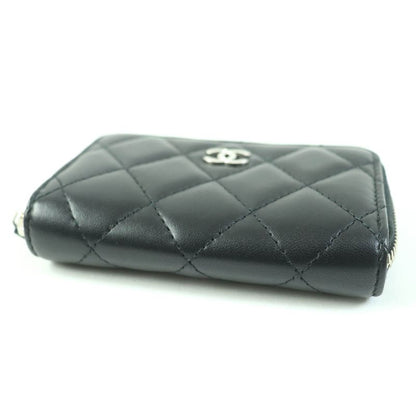 CHANEL Ap0216 Matelasse Classic Lambskin Coin Case With Coco Mark Black Silver