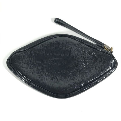 Gucci Clutch Bag Game List Logo 524316 Patent Leather Black