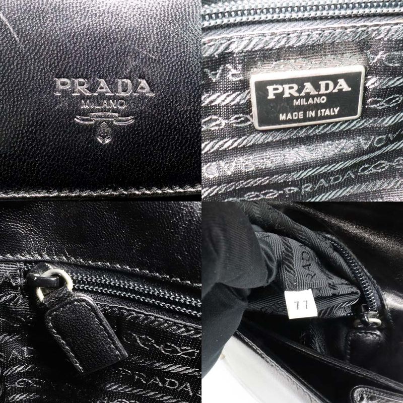 Prada Plachain Shoulder- B6380 Black Nappa Swing Leather Ladies Bag
