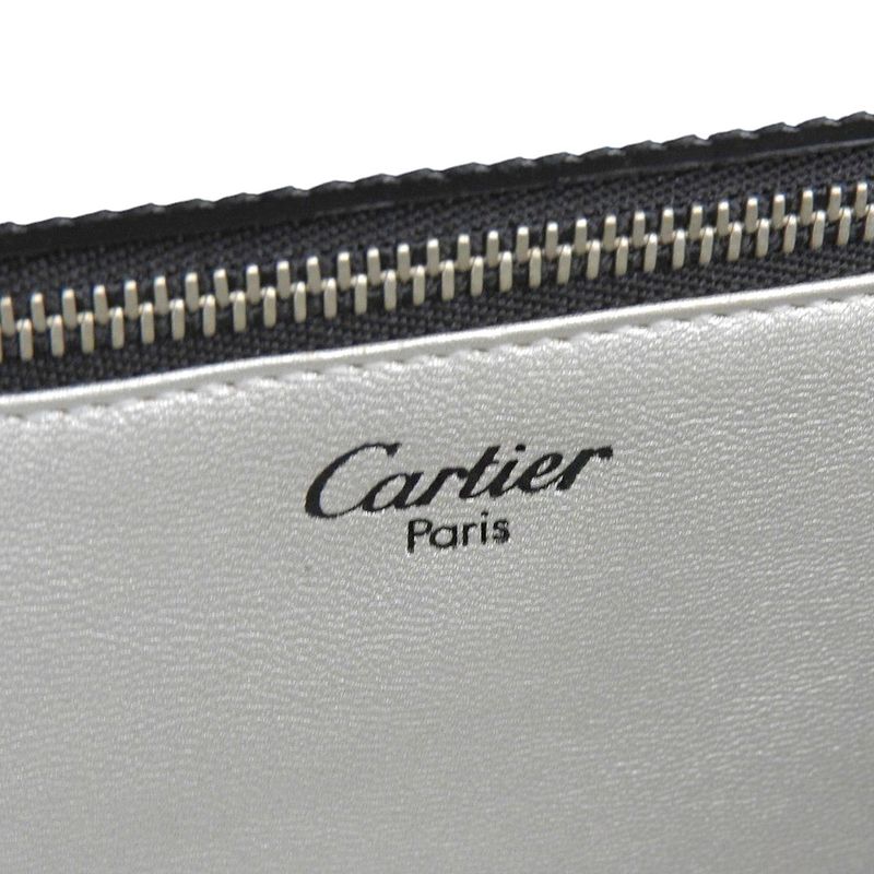 Cartier 90's Vintage Rare Item Panther Hardware Box Calf Leather Handbag Gusset