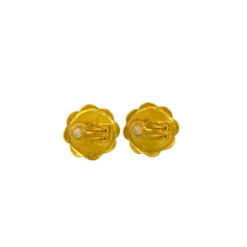 Chanel Vintage Coco Mark Motif Earrings Ear Cuff Accessories Gold 97P