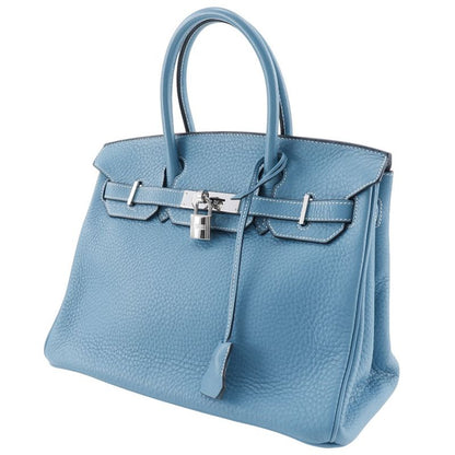 Hermes Birkin 30 Taurillon Clemence Blue Jean Silver Hardware □H Ladies Handbag