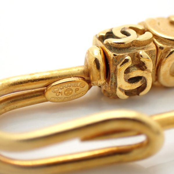 Chanel Brooch Safety Pin 01P Logo Cube GP Gold Color With Box Chanel