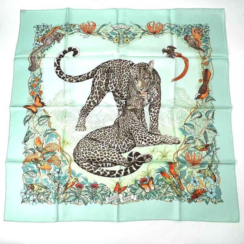 Hermes Scarf Carre 90 DIP DYE Jungle LOVE Jungle Love Silk Green