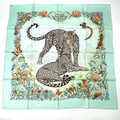 Hermes Scarf Carre 90 DIP DYE Jungle LOVE Jungle Love Silk Green